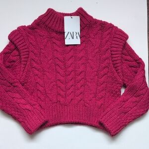 Zara Kids Pink Cable Knit Sweater